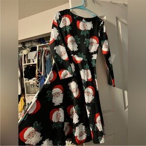 Festive Santa Print Dress